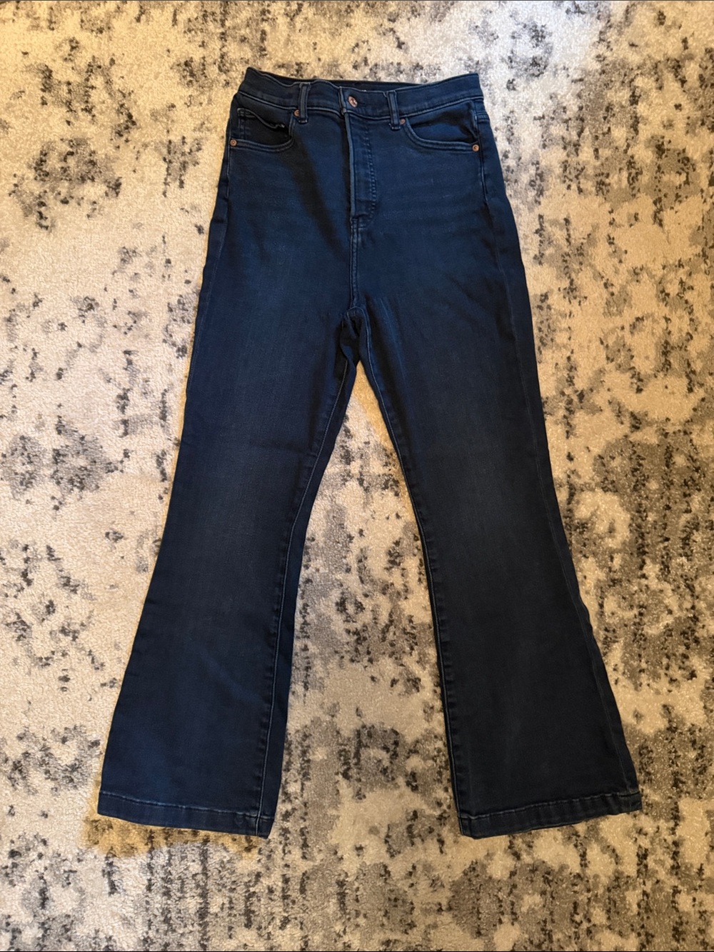 Express Dark Blue High-Rise Flare Jeans